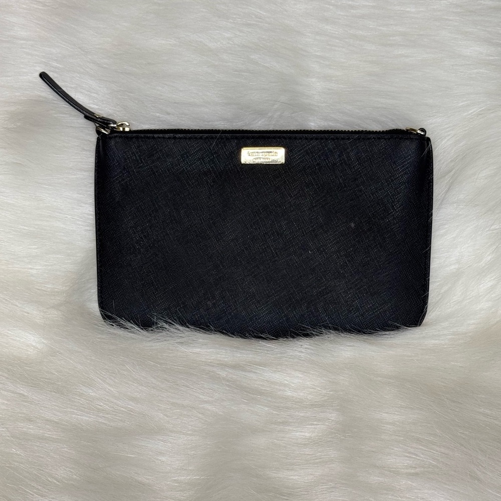 Kate Spade Black Leather Wristlet 8”x5”